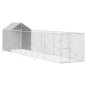 Canil de exterior com teto 2x10x2,5 m aço galvanizado prateado