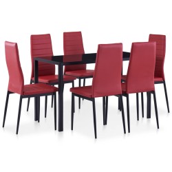 Conjunto de jantar 7 pcs vermelho tinto