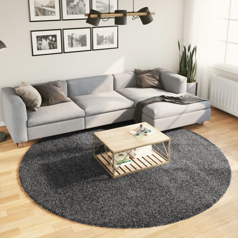 Tapete de pelo curto OVIEDO Ø 240 cm antracite-Tapetes-Home Retail