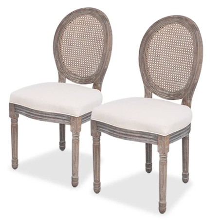 Cadeiras de jantar 2 pcs tecido cor creme