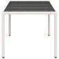 Mesa de jardim com tampo de vidro 190x90x75 cm vime PE branco