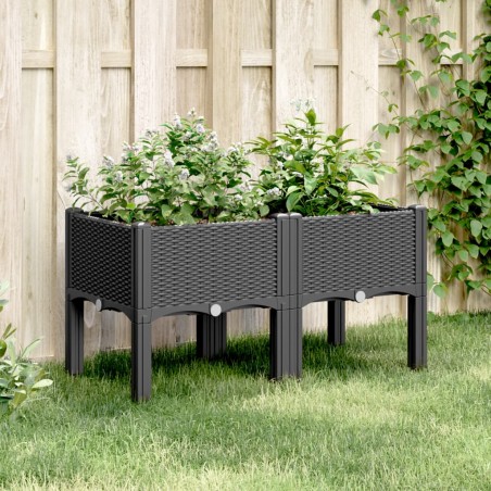 Vaso/floreira de jardim c/ pernas 80x40x42 cm PP preto