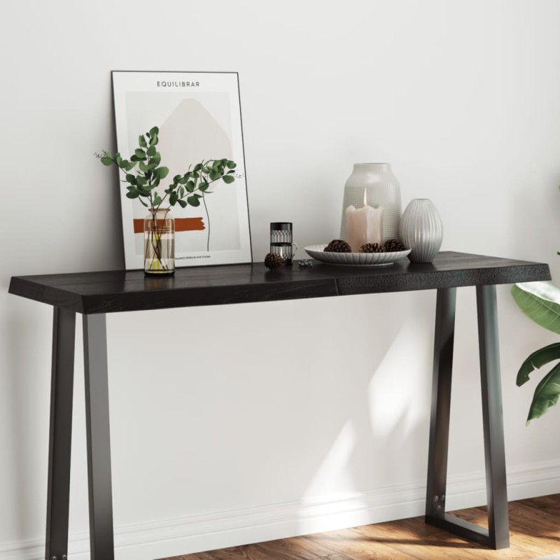 Tampo de mesa com bordas vivas maciço tratado castanho-escuro-Tampos de mesa-Home Retail