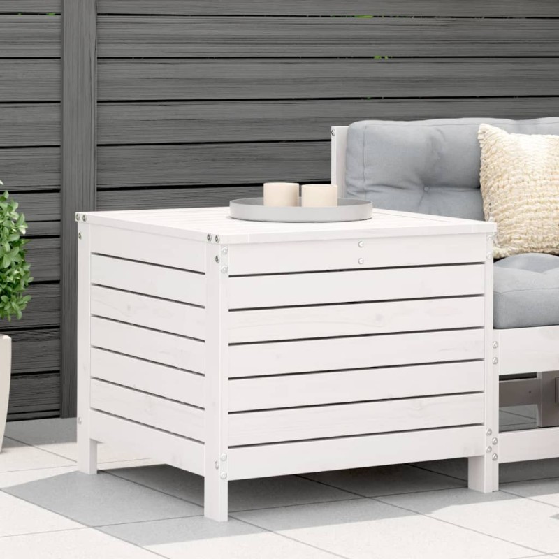 Apoio de pés para jardim 62x63,5x53,5 cm pinho maciço branco-Sofás para exterior-Home Retail