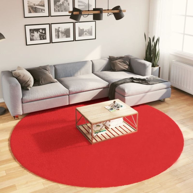 Tapete de pelo curto OVIEDO Ø 240 cm vermelho-Tapetes-Home Retail