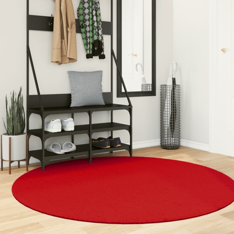 Tapete de pelo curto OVIEDO Ø 160 cm vermelho-Tapetes-Home Retail