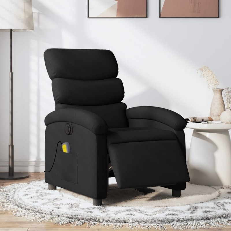 Poltrona reclinável de massagens elétrica tecido preto-Poltronas-Home Retail