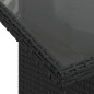 Mesa de jardim com tampo de vidro 100x55x73 cm vime PE preto