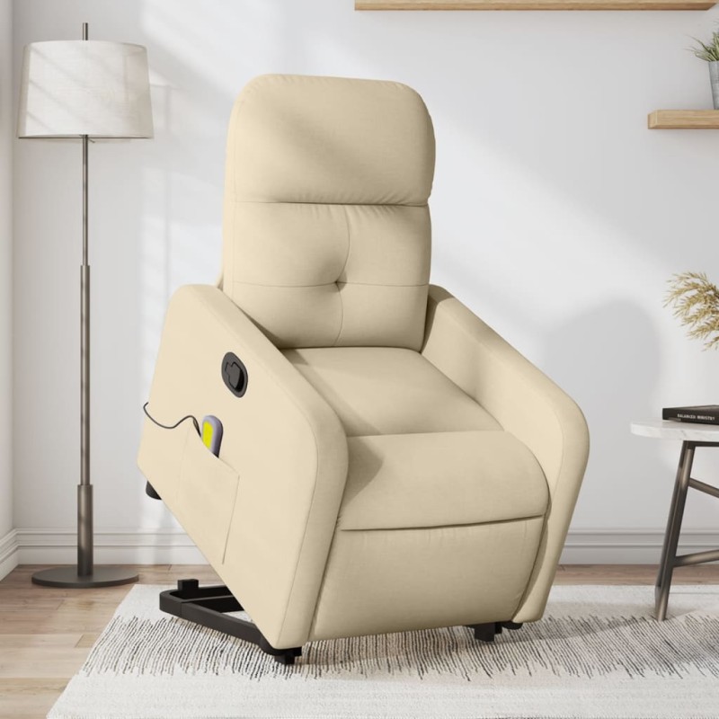 Poltrona elevatória de massagens tecido cor creme-Poltronas-Home Retail