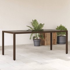 Mesa de jardim com tampo de vidro 190x90x75 cm vime PE castanho