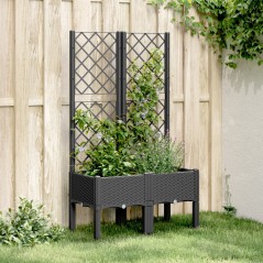 Vaso/floreira de jardim c/ treliça 80x40x142 cm PP preto