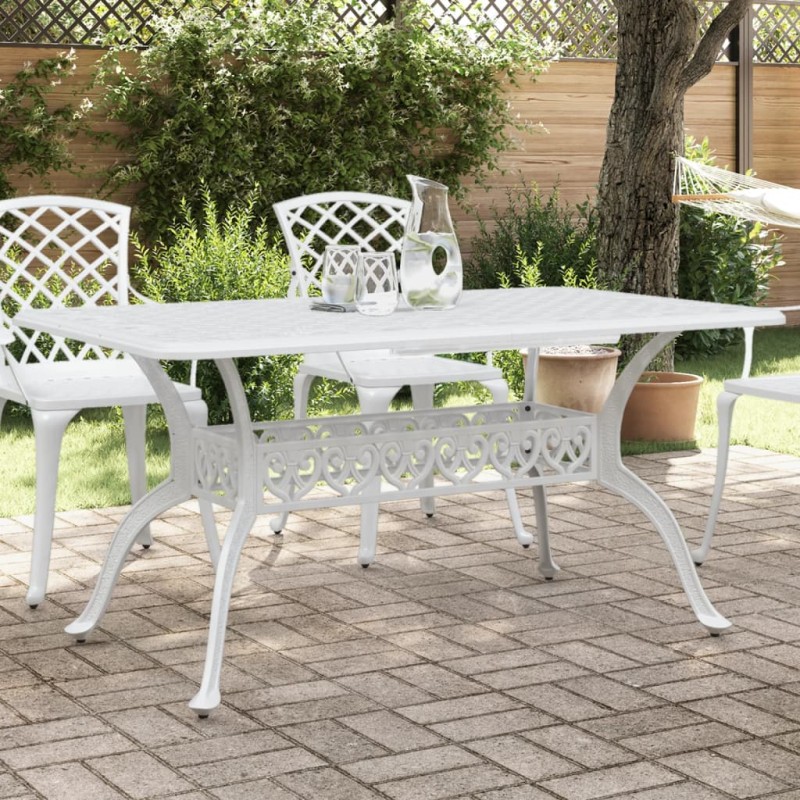 Mesa de jardim 150x90x72 cm alumínio fundido branco-Mesas de jardim-Home Retail