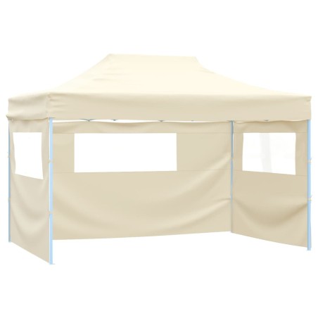 Tenda dobrável com 3 paredes 3x4,5 m creme