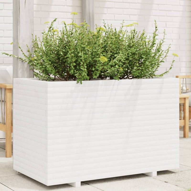 Vaso/floreira de jardim 110x60x72 cm pinho maciço branco-Vasos e floreiras-Home Retail