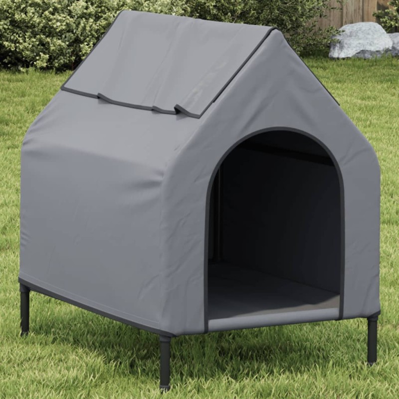 Casota para cães tecido oxford e aço antracite-Casotas para cães-Home Retail