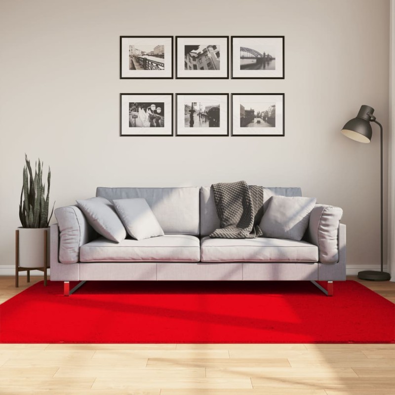 Tapete pelo curto macio e lavável HUARTE 140x200 cm vermelho-Tapetes-Home Retail