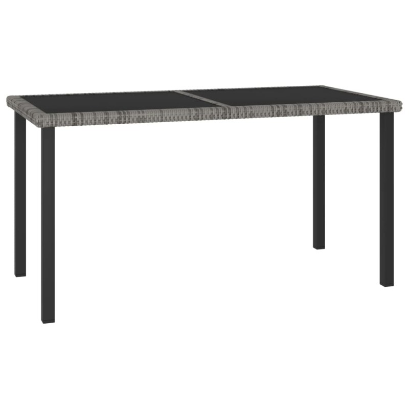 Mesa de jantar para jardim 140x70x73 cm vime PE cinzento-Mesas de jardim-Home Retail