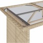 Mesa de jardim com tampo de vidro 110x68x70 cm vime PE bege