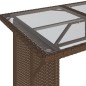 Mesa de jardim com tampo de vidro 110x68x70 cm vime PE castanho