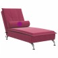 Chaise lounge de massagem com rolo veludo vermelho tinto