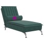 Chaise lounge de massagem com rolo tecido verde-escuro