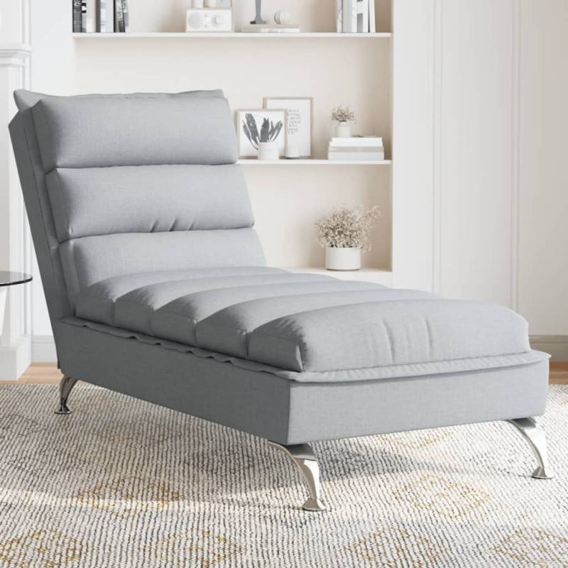 Chaise lounge com almofadões tecido cinzento-claro-Cadeiras de descanso-Home Retail