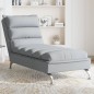 Chaise lounge com almofadões tecido cinzento-claro