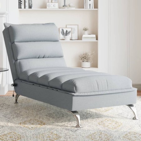 Chaise lounge de massagem com almofadões tecido cinzento-claro