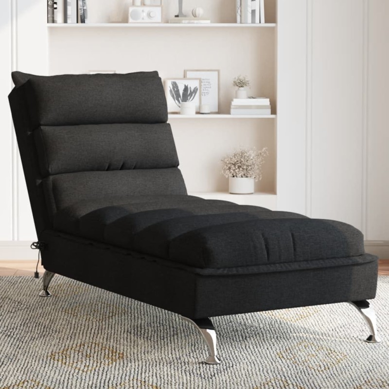 Chaise lounge de massagem com almofadões tecido preto-Cadeiras de descanso-Home Retail