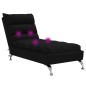 Chaise lounge de massagem com almofadões tecido preto