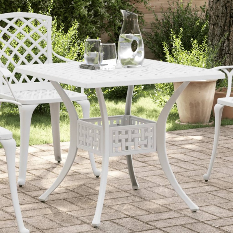 Mesa de jardim 80x80x75 cm alumínio fundido branco-Mesas de jardim-Home Retail