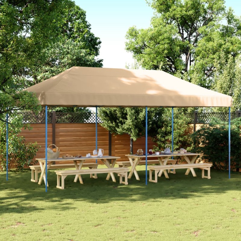 Tenda para festas pop-up dobrável 580x292x315 cm bege-Toldos e gazebos-Home Retail