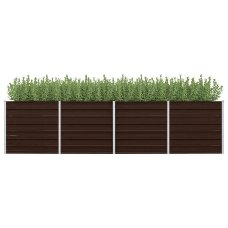 Canteiro elevado de jardim aço galvanizado 320x80x77cm castanho-Vasos e floreiras-Home Retail