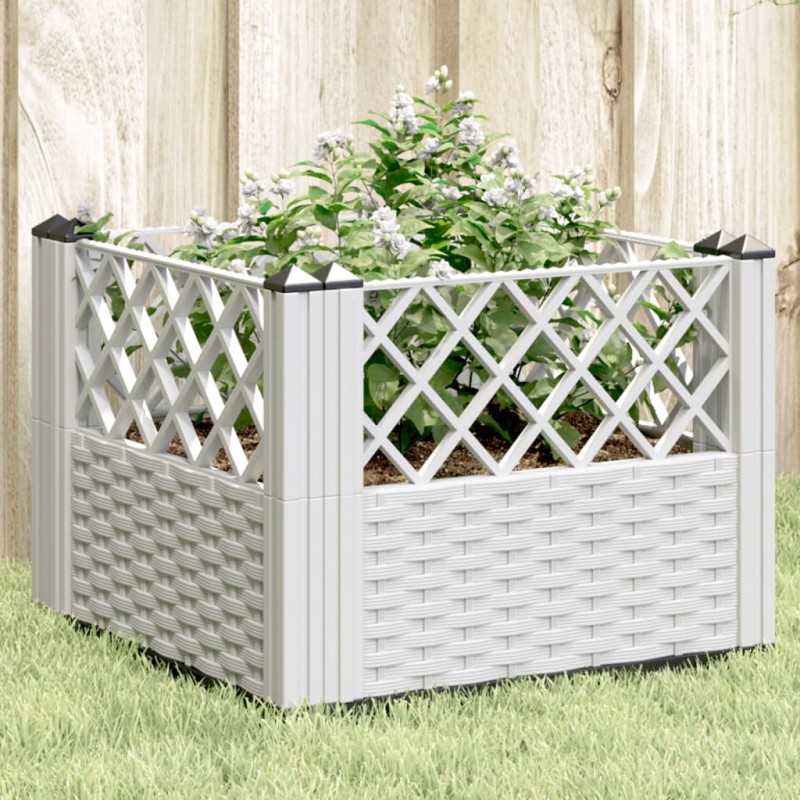 Vaso/floreira de jardim c/ estacas 43,5x43,5x43,5 cm PP branco-Vasos e floreiras-Home Retail