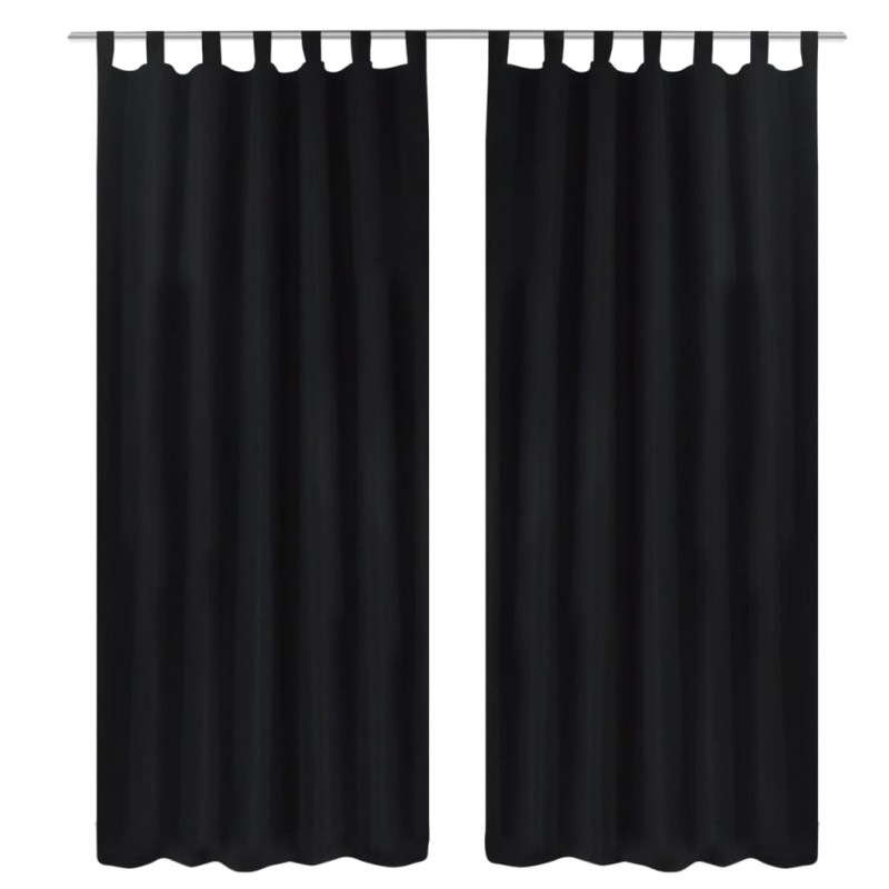 Cortinas de cetim com laços, 2 pcs, preto 140 x 225 cm-Persianas e cortinas-Home Retail