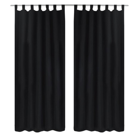 Cortinas de cetim com laços, 2 pcs, preto 140 x 225 cm