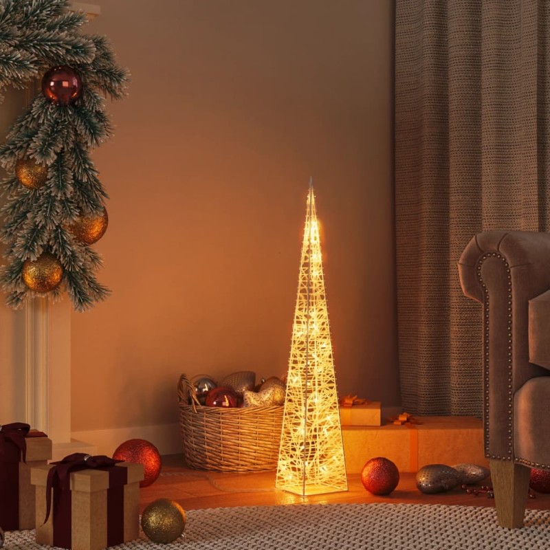 Cone iluminação Natal 30 luzes LED 60 cm acrílico branco quente-Luzes de Natal-Home Retail