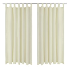 Cortinas de cetim com presilhas, 2 pcs, 140 x 175 cm, creme