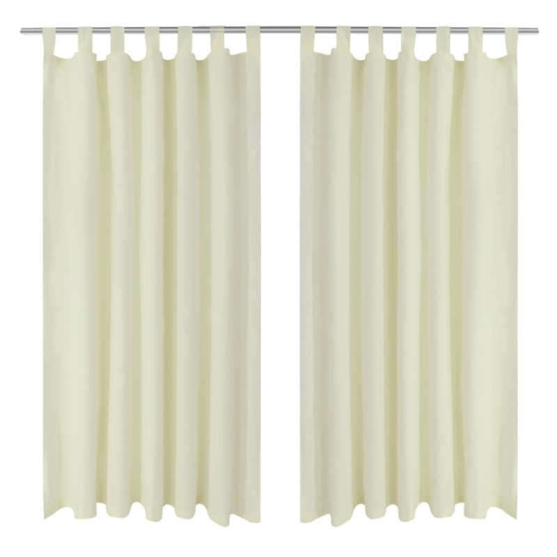 Cortinas de cetim com presilhas, 2 pcs, 140 x 175 cm, creme-Persianas e cortinas-Home Retail