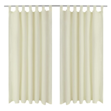 Cortinas de cetim com presilhas, 2 pcs, 140 x 175 cm, creme