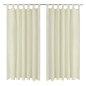 Cortinas de cetim com presilhas, 2 pcs, 140 x 175 cm, creme