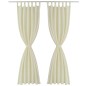 Cortinas de cetim com presilhas, 2 pcs, 140 x 175 cm, creme