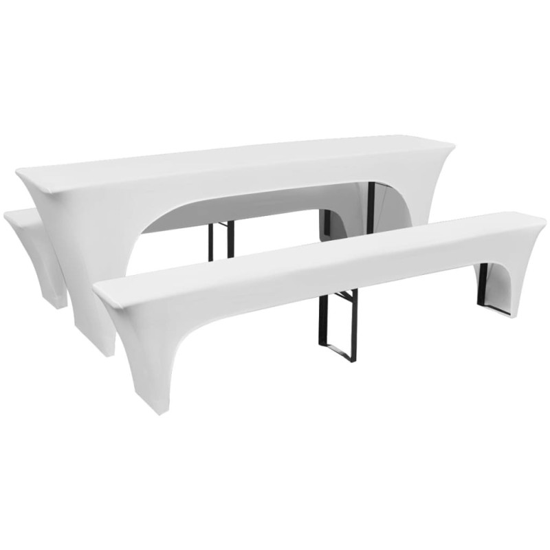 Conjunto 3 capas para mesa e bancos de bar, branco 220 x 70 x 80 cm-Capas de sofás-Home Retail