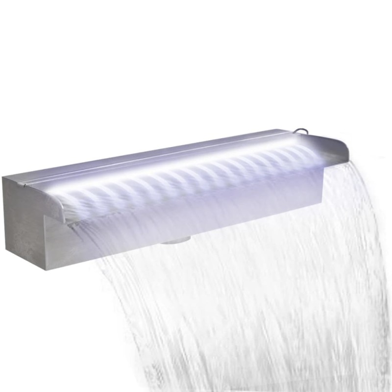 Fonte para piscina retangular com LEDs 45 cm aço inoxidável-Fontes artificiais-Home Retail