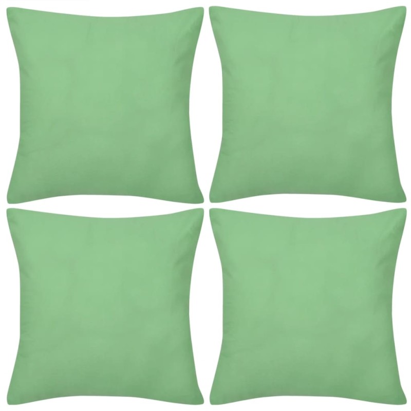 130925 4 Apple Green Cushion Covers Cotton 40 x 40 cm-Almofadas-Home Retail