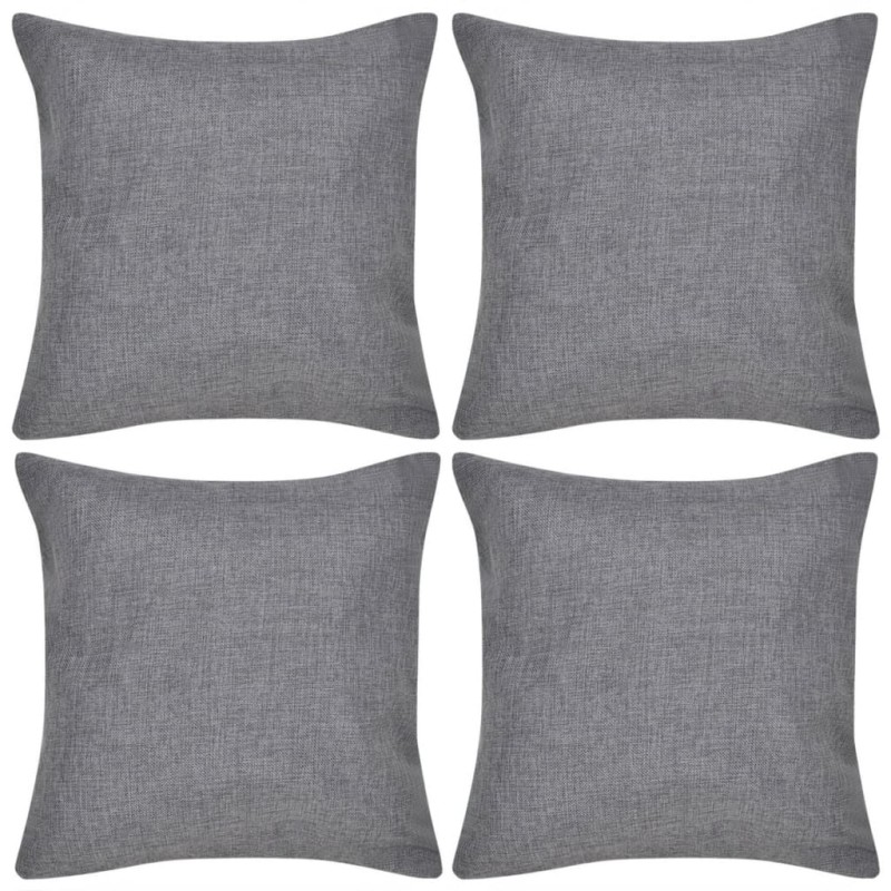 Capas de almofada estilo linho 4 pcs 40 x 40 cm antracite-Almofadas-Home Retail