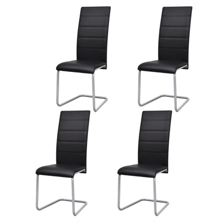 Cadeiras de jantar cantilever 4 pcs couro artificial preto