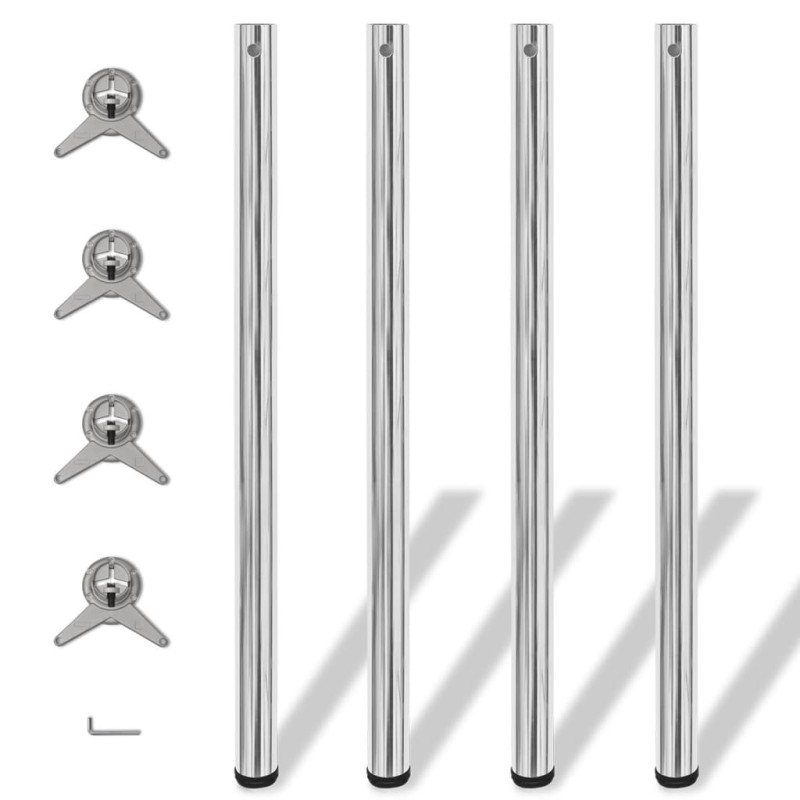 Pernas de mesa ajustáveis ​​em altura, 4pcs, cromado, 1100 mm-Pernas de mesa-Home Retail