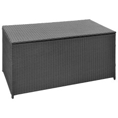 Caixa de arrumação para jardim 120x50x60 cm vime PE preto