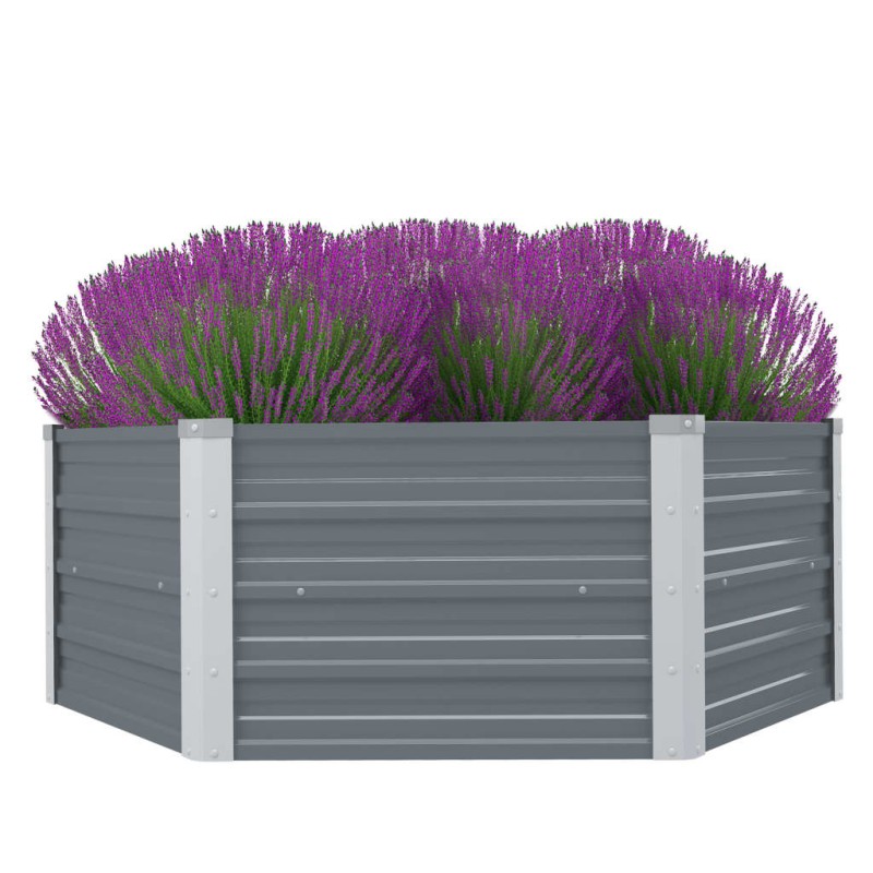 Canteiro jardim elevado 129x129x46cm aço galvanizado cinzento-Vasos e floreiras-Home Retail